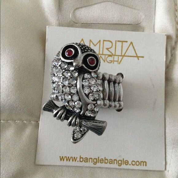 NWT Silver Plated owl ring Austrian Crystals - Picture 5 of 9